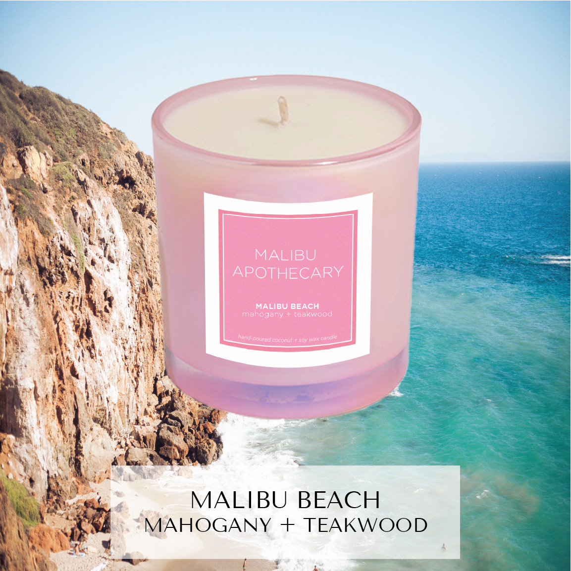 Iridescent Pink Coconut Soy Wax Candle Malibu Apothecary