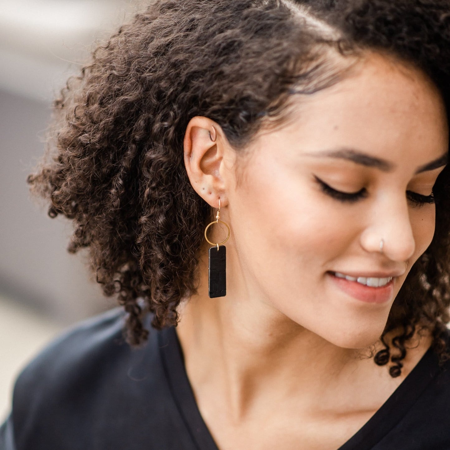 Matte Black Lightweight Earrings Handmade Mia by Sela Designs