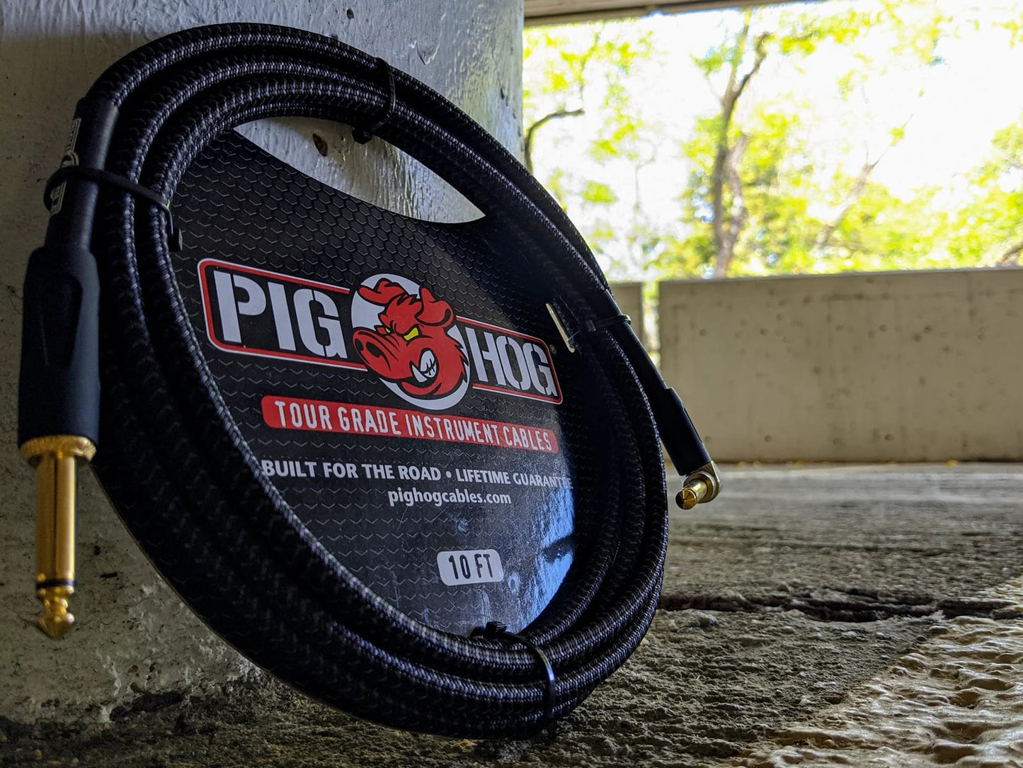 Guitar Instrument Cable 10ft Right Angle Pig Hog PCH10BKR Black Woven