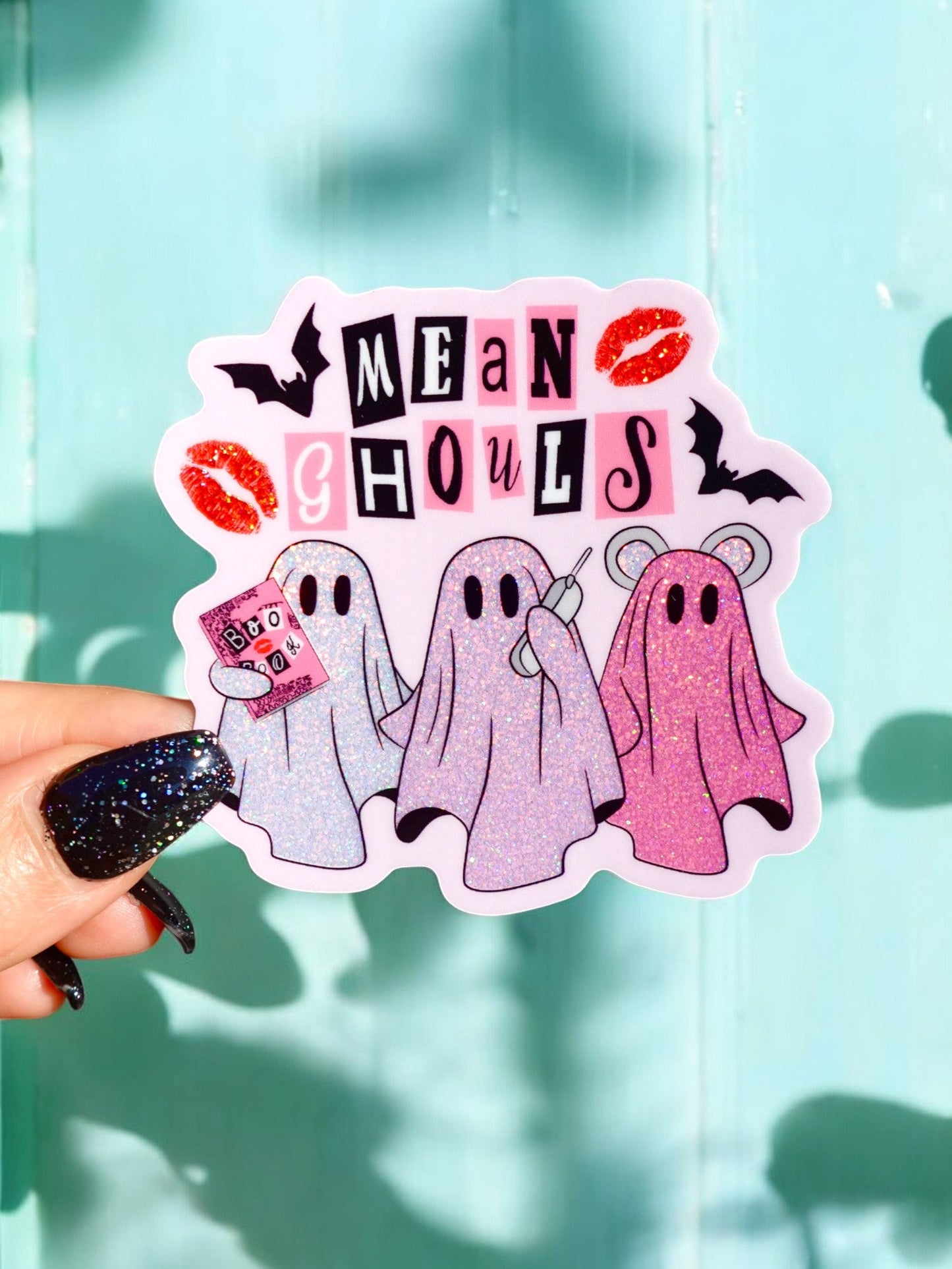 Mean Ghouls Funny Glitter Halloween Sticker