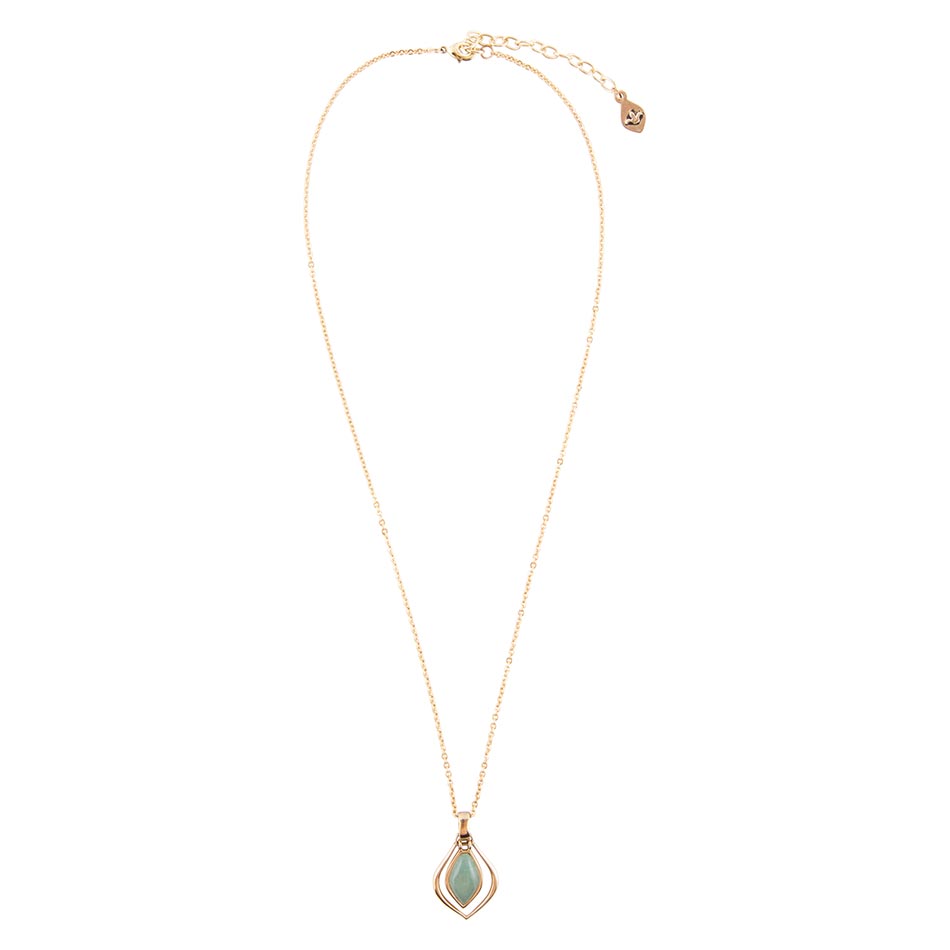 Melita Green Aventurine Golden Pendant Necklace