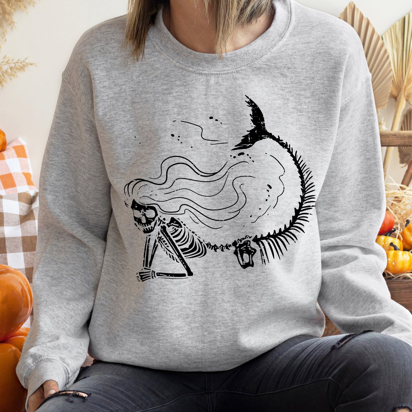 Mermaid Skeleton Halloween Sweatshirt