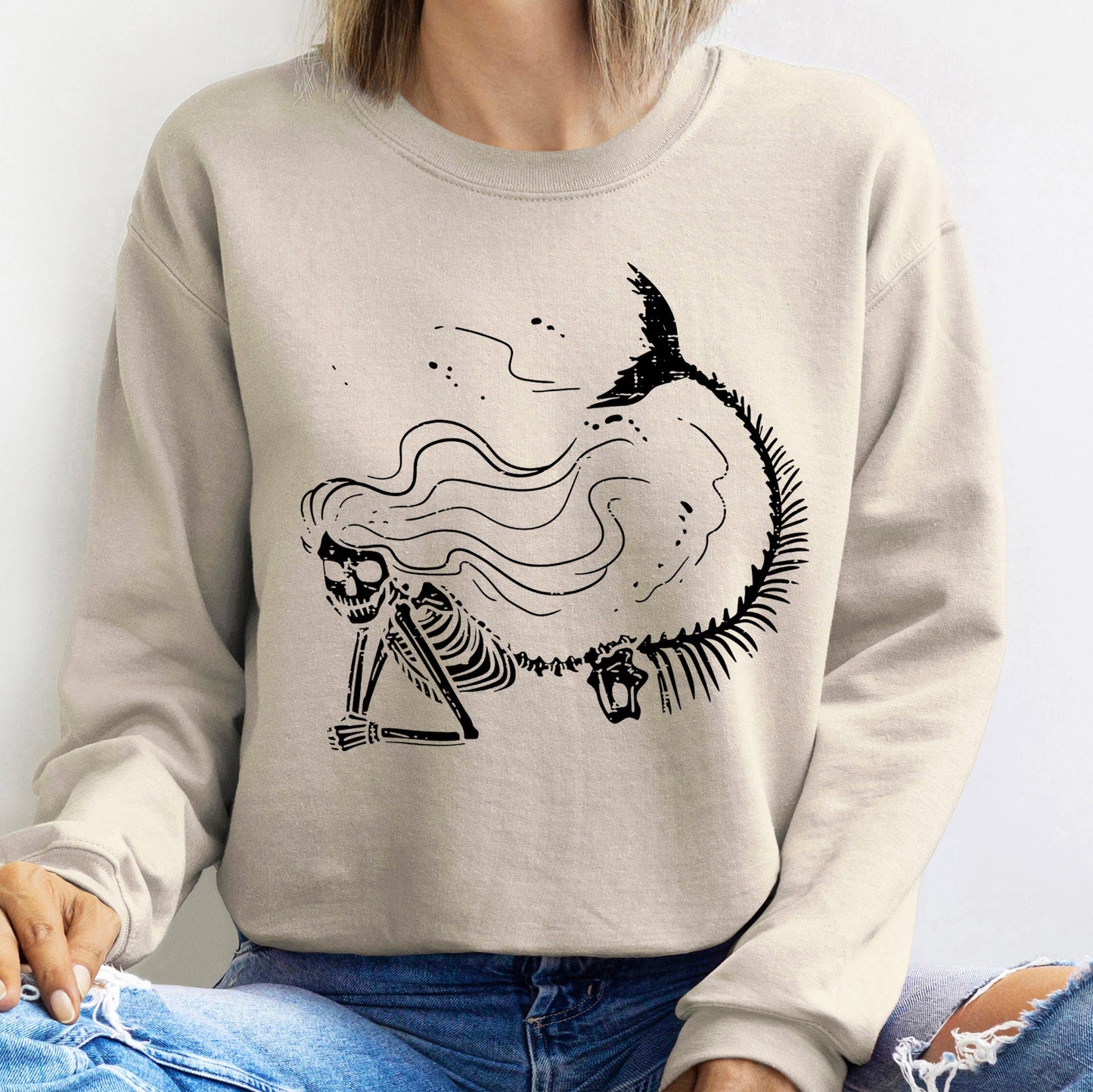 Mermaid Skeleton Halloween Sweatshirt