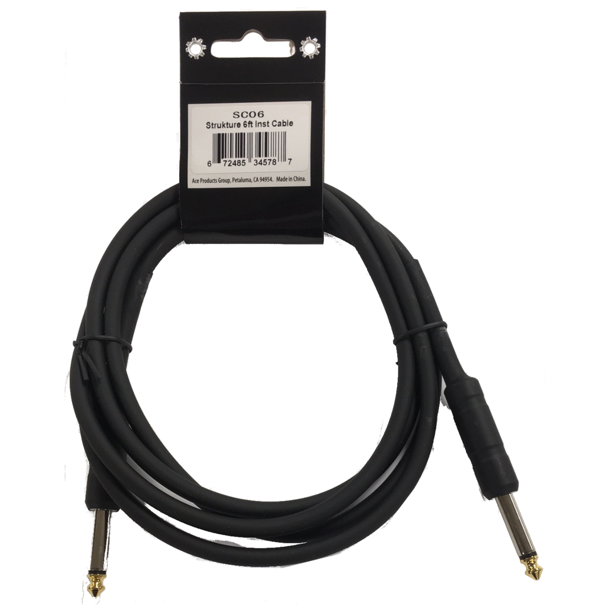 6ft Thick ABS Sleeve Instrument Cable 6 Pack Black Strukture SC06