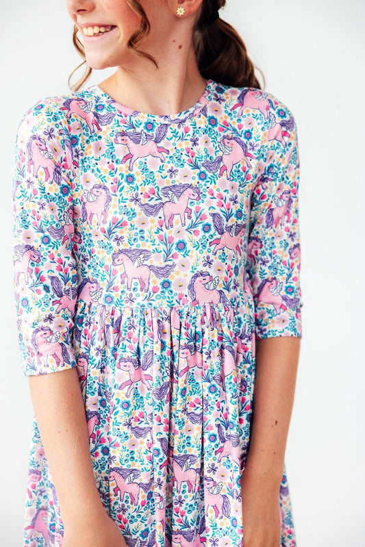 Head in the Clouds Twirly 3/4 Sleeve Pocket Dress Mila & Rose