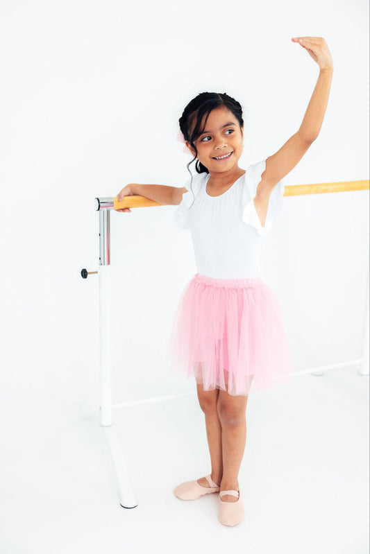 Bubblegum Pink Tutu Shorts with Flouncy Overlay Girls Dance Shorts Mila & Rose