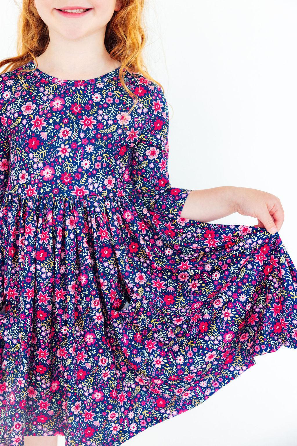 3/4 Sleeve Pocket Twirl Dress Flower Farm Dress Mila & Rose