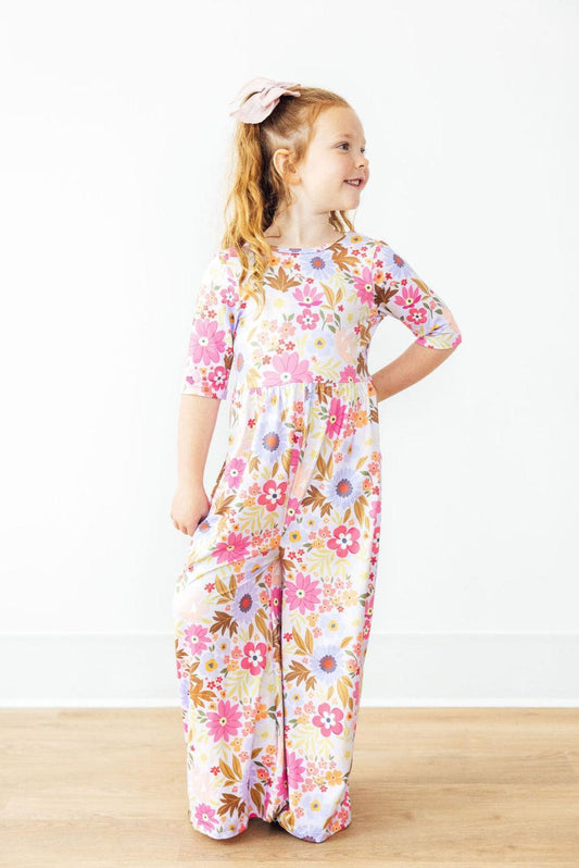 Fall Botanicals Wide Leg Girls Jumpsuit Mila & Rose