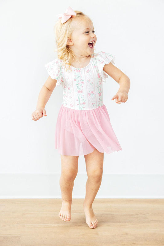 Fancy Florals Short Sleeve Twirl Leotard Mila & Rose