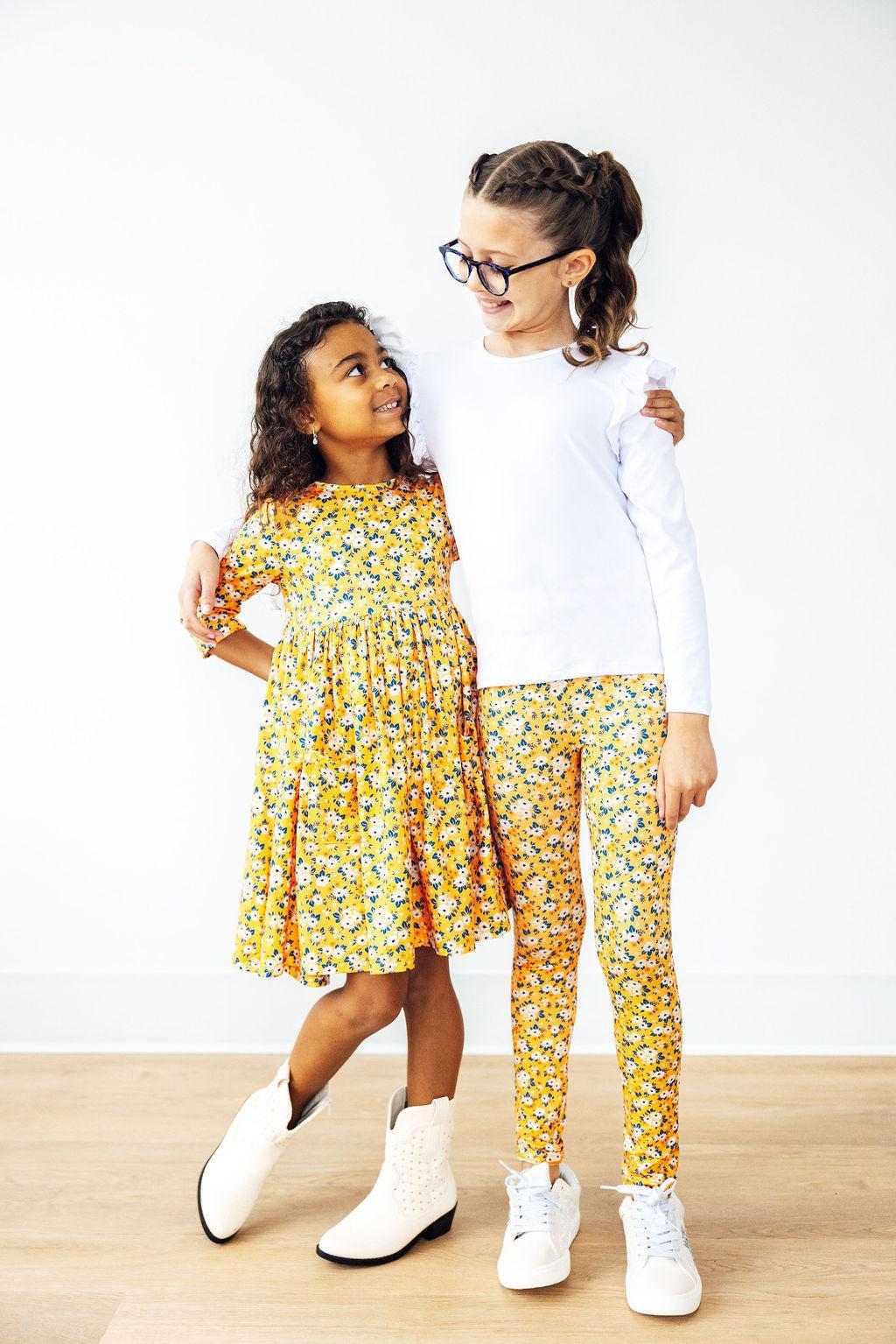 Fall Floral 3/4 Sleeve Twirl Dress with Pocket