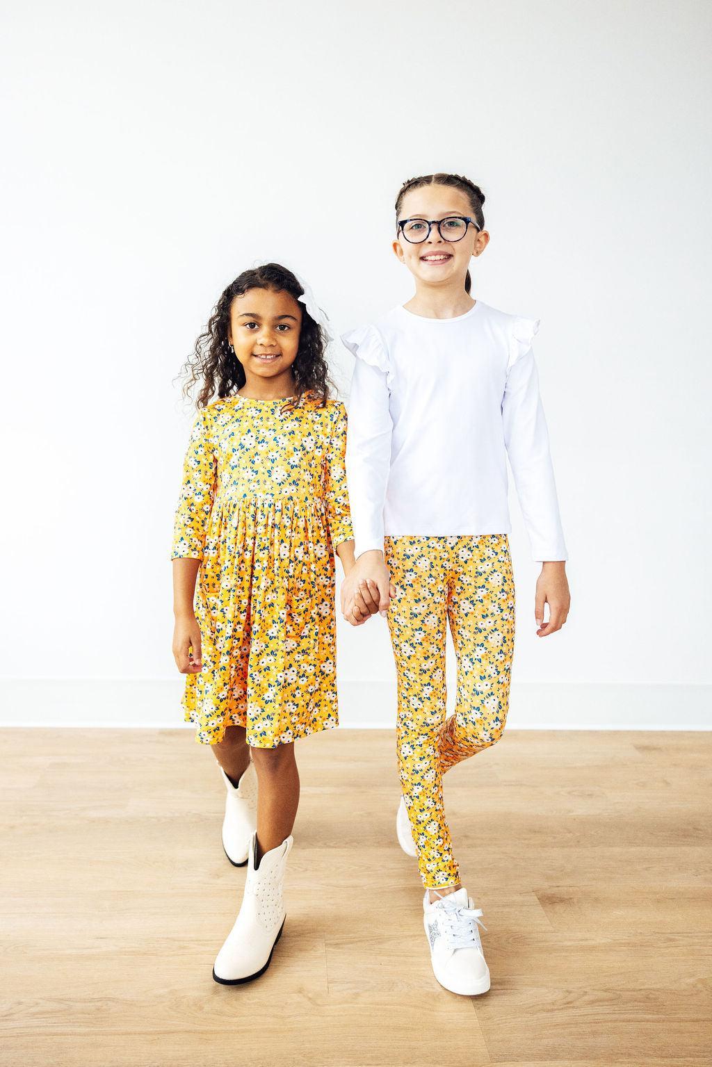 Fall Floral 3/4 Sleeve Twirl Dress with Pocket