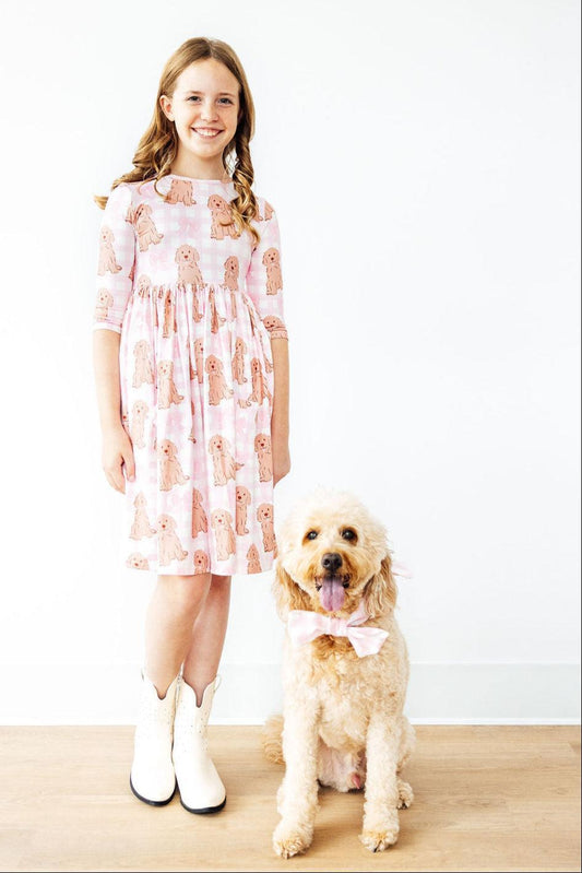 Goldendoodle 3/4 Sleeve Pocket Twirl Dress Mila & Rose