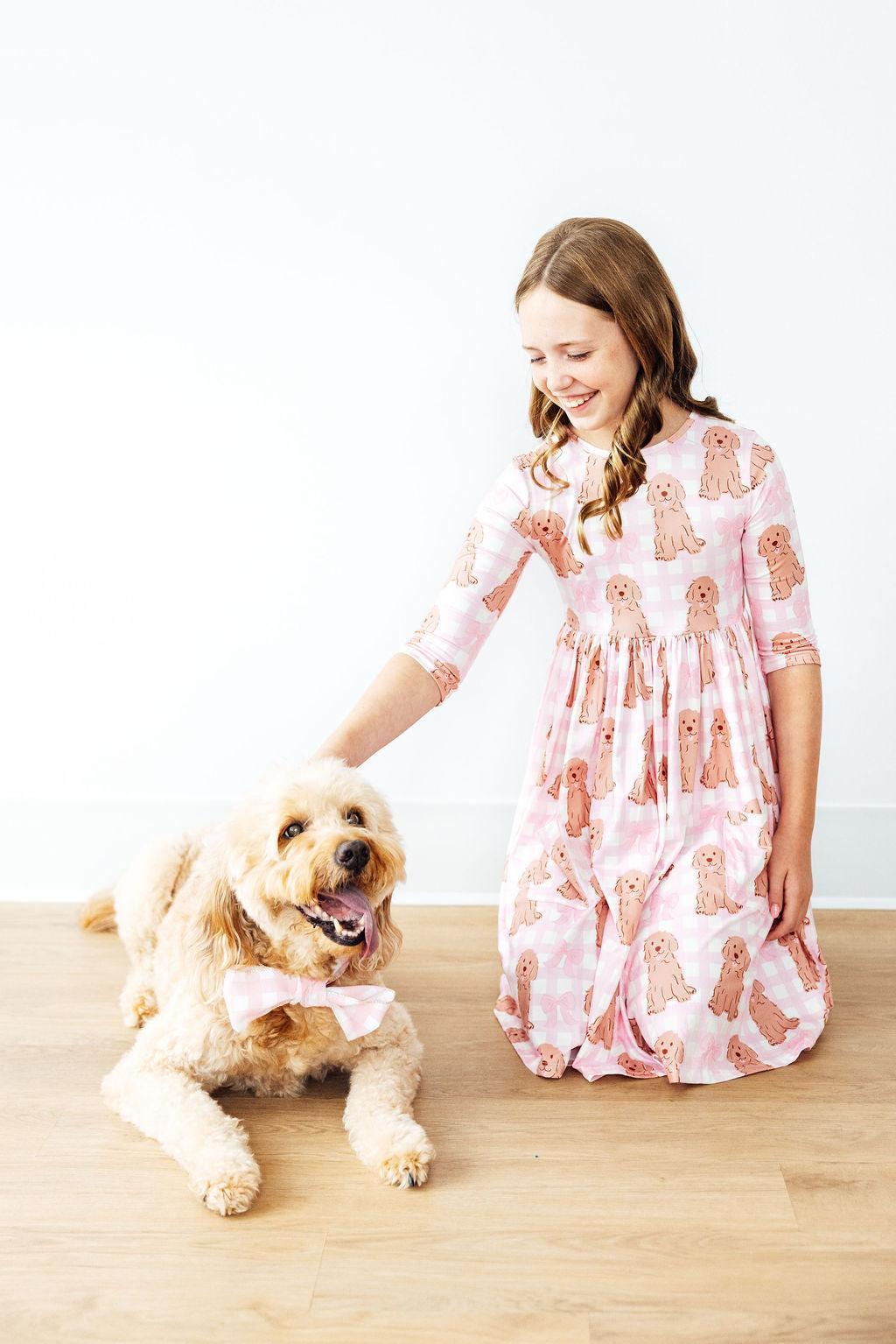 Goldendoodle 3/4 Sleeve Pocket Twirl Dress Mila & Rose