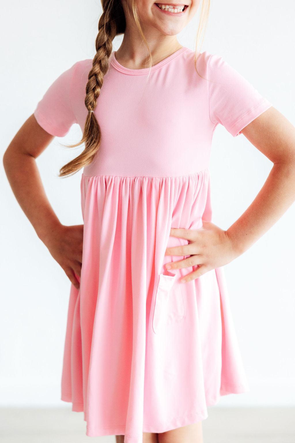 Bubblegum Pink Pocket Twirl Dress S/S Mila & Rose