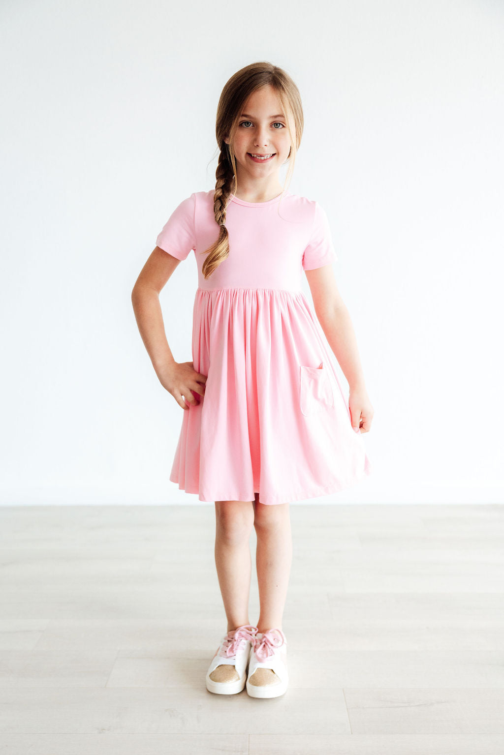 Bubblegum Pink Pocket Twirl Dress S/S Mila & Rose