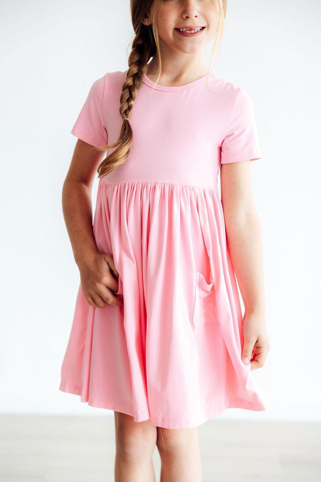 Bubblegum Pink Pocket Twirl Dress S/S Mila & Rose