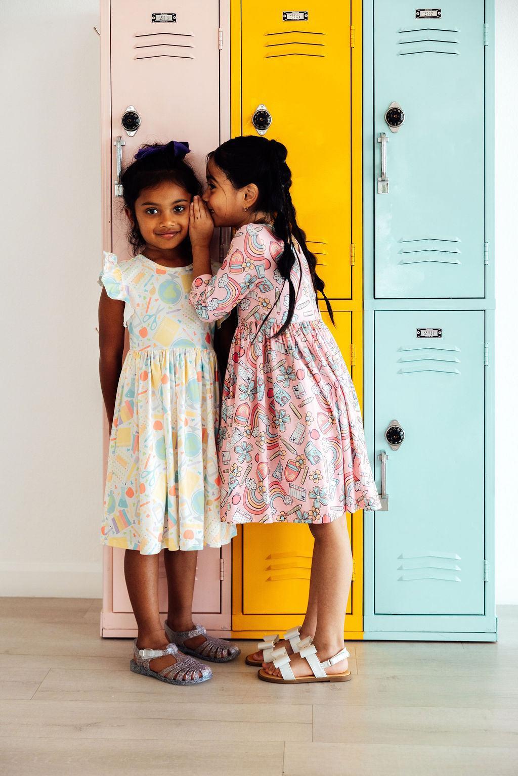 Flutter Sleeve Twirl Dress Comfortable Toddler Dress Campus Cutie