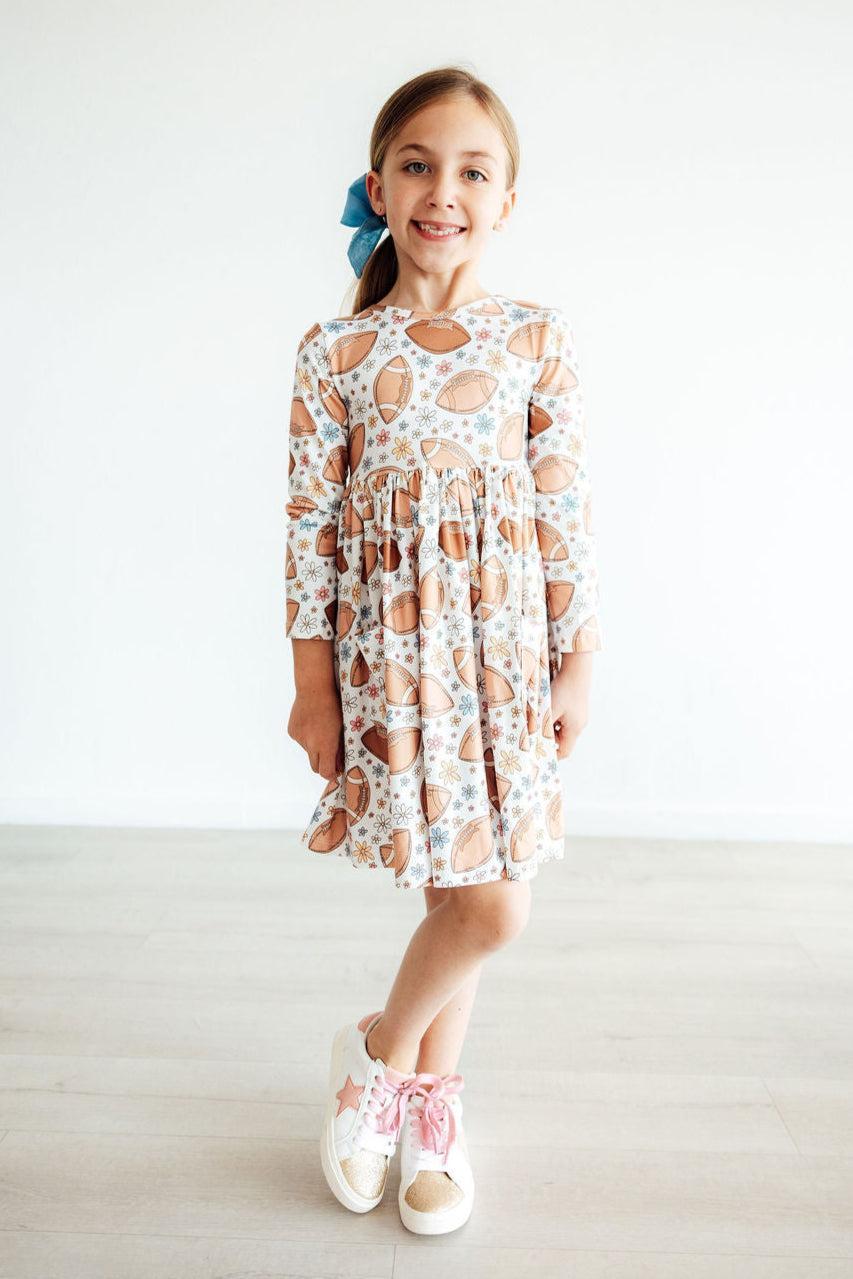 Football Friday Long Sleeve Pocket Twirl Dress Mila & Rose