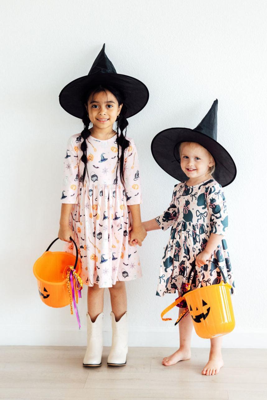 Hey Boo 3/4 Sleeve Twirl Dress with Pocket