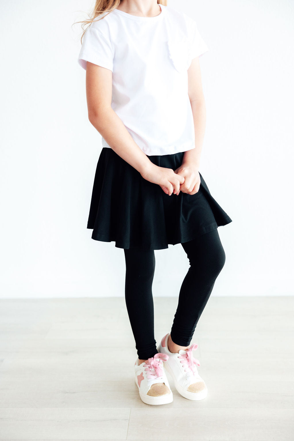 Black Twirl Skegging Girls' Skirted Leggings Mila & Rose