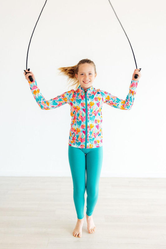 Heart Hustle Ruffle Full-Zip Active Jacket Mila & Rose