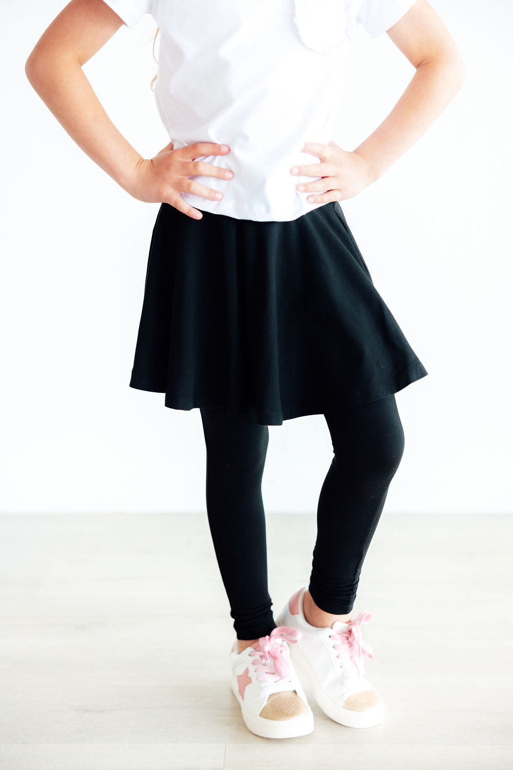 Black Twirl Skegging Girls' Skirted Leggings Mila & Rose