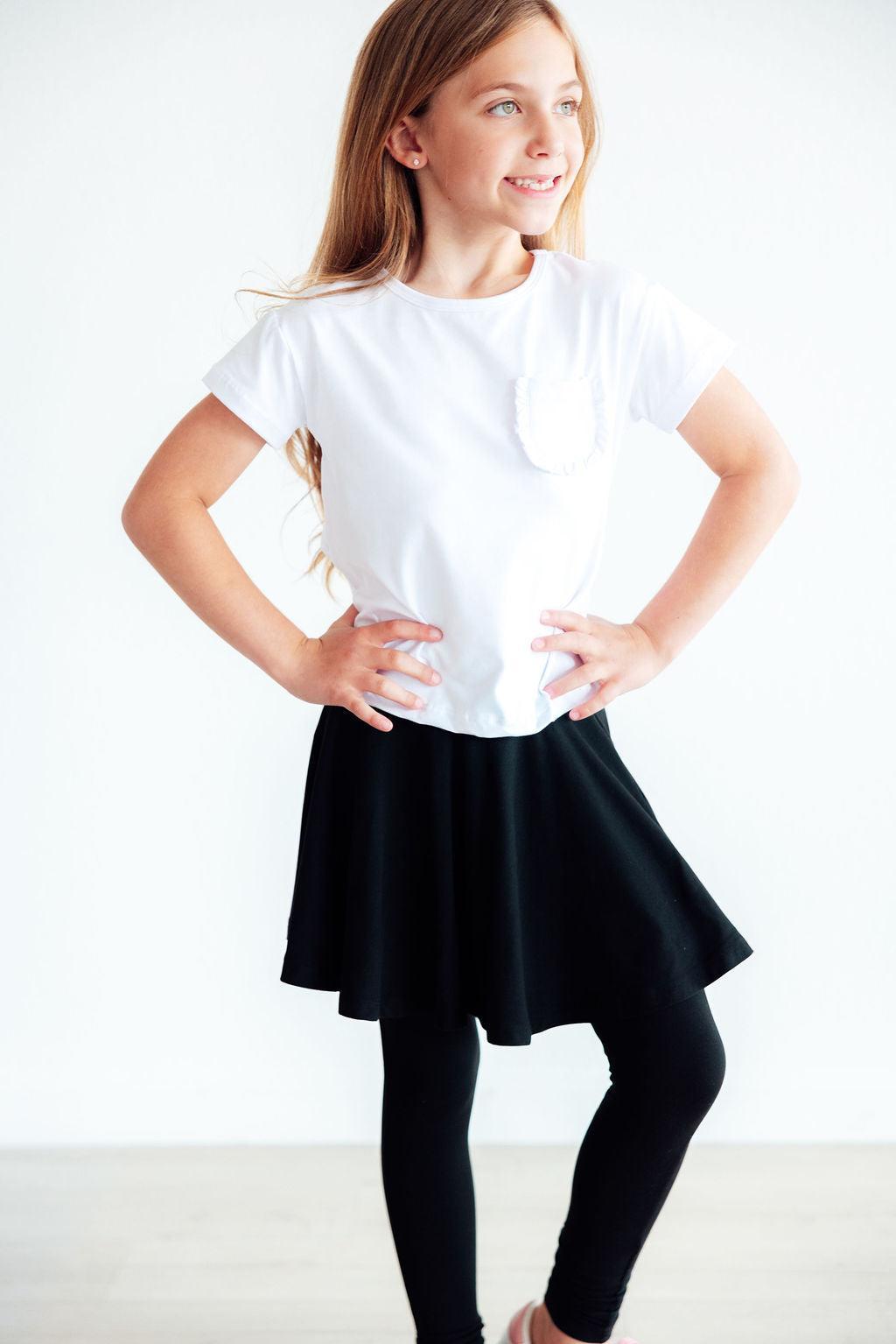 Black Twirl Skegging Girls' Skirted Leggings Mila & Rose