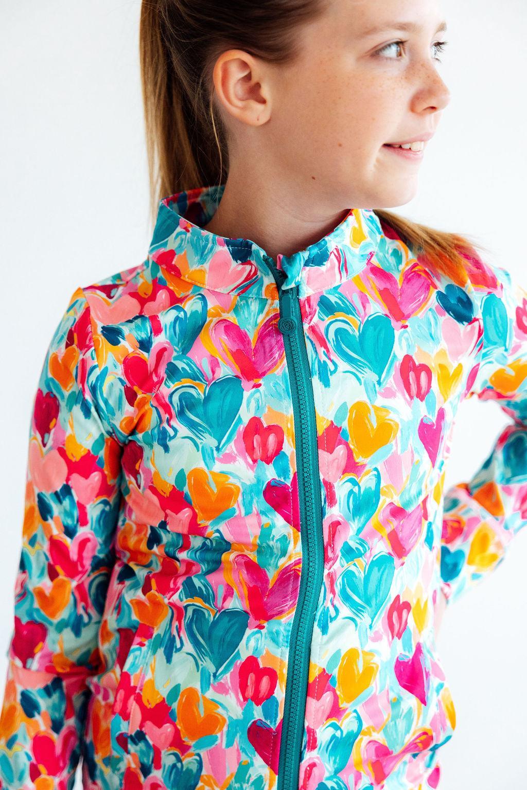 Heart Hustle Ruffle Full-Zip Active Jacket Mila & Rose
