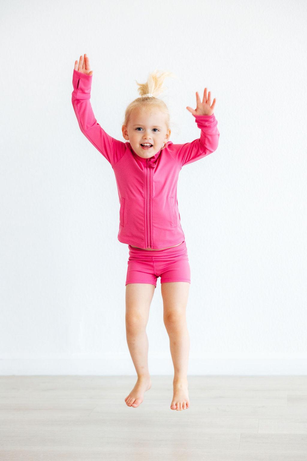 Fuchsia Flash Ruffle Full-Zip Active Jacket Mila & Rose