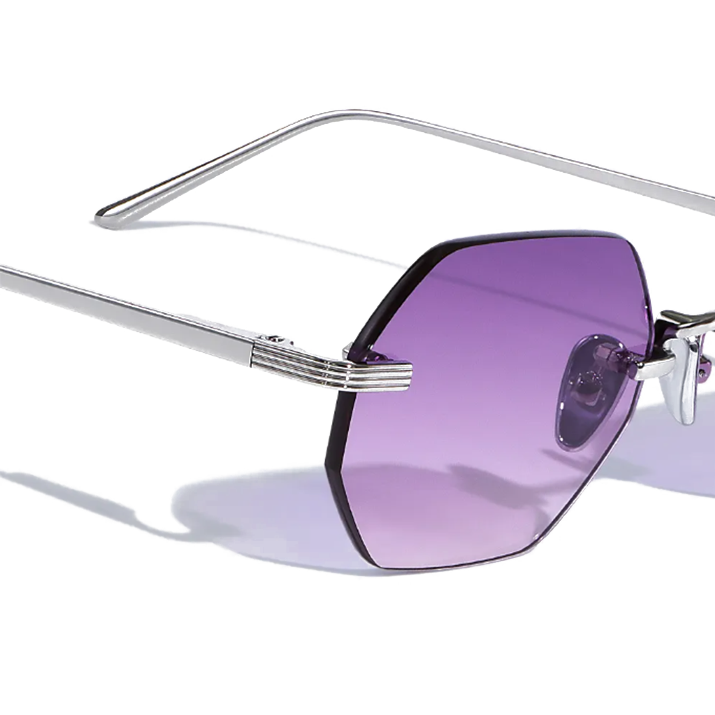 Milan Violette Hexagon Frameless Sunglasses