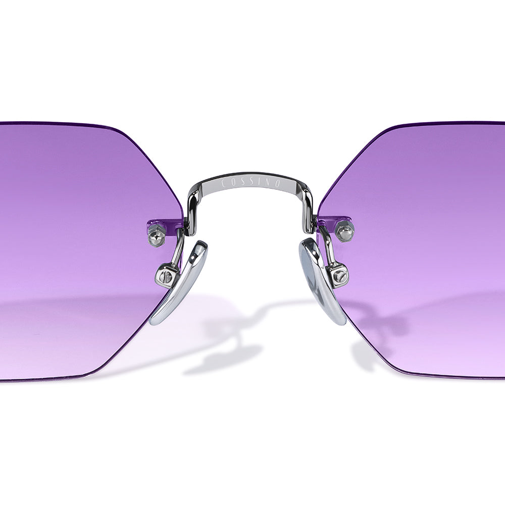 Milan Violette Hexagon Frameless Sunglasses