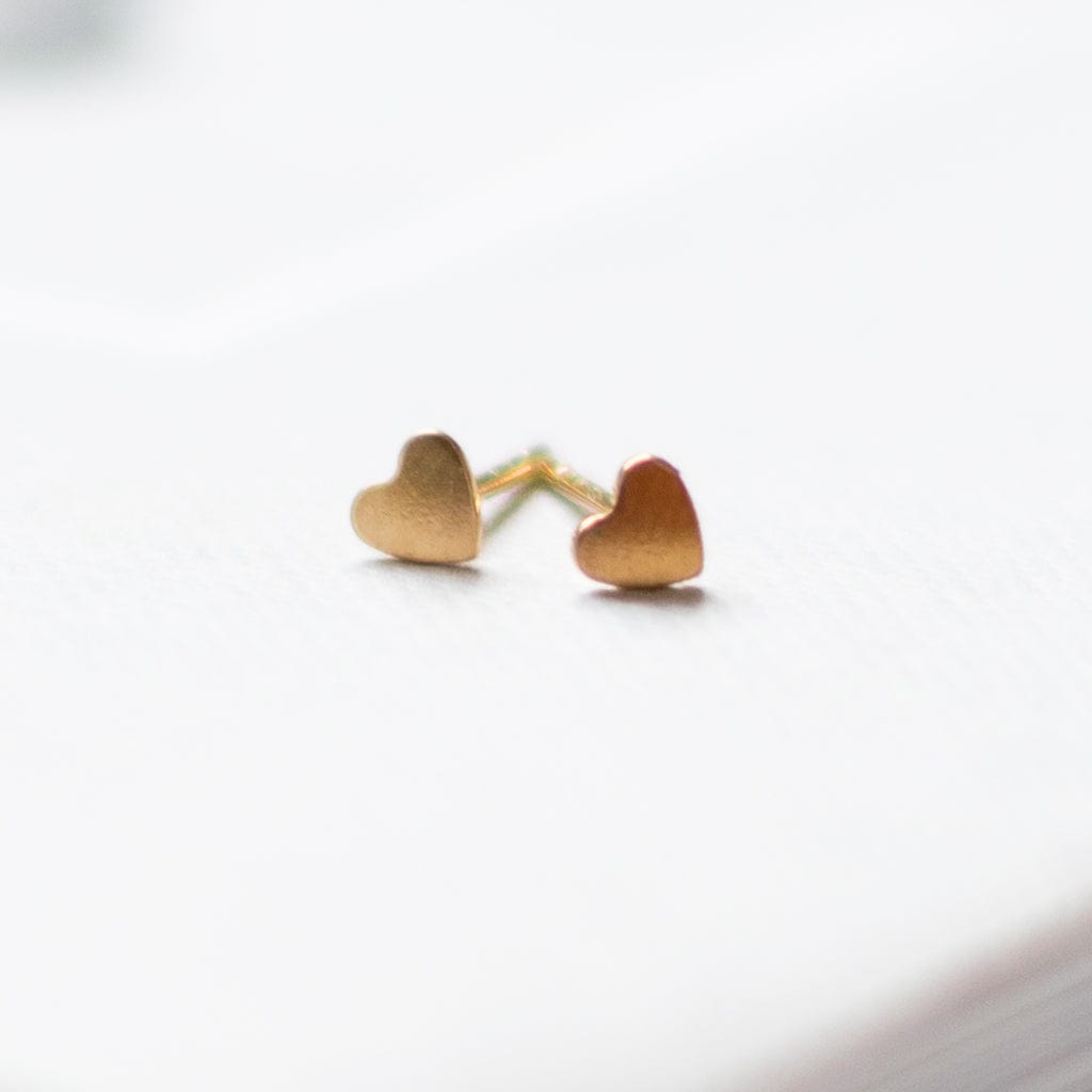 Mini Heart Stud Earrings 14K Gold Filled or Sterling Silver