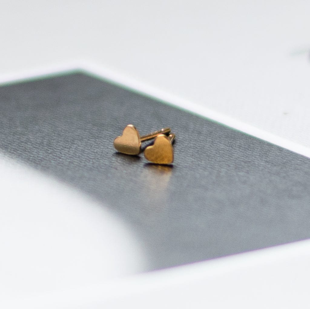 Mini Heart Stud Earrings 14K Gold Filled or Sterling Silver