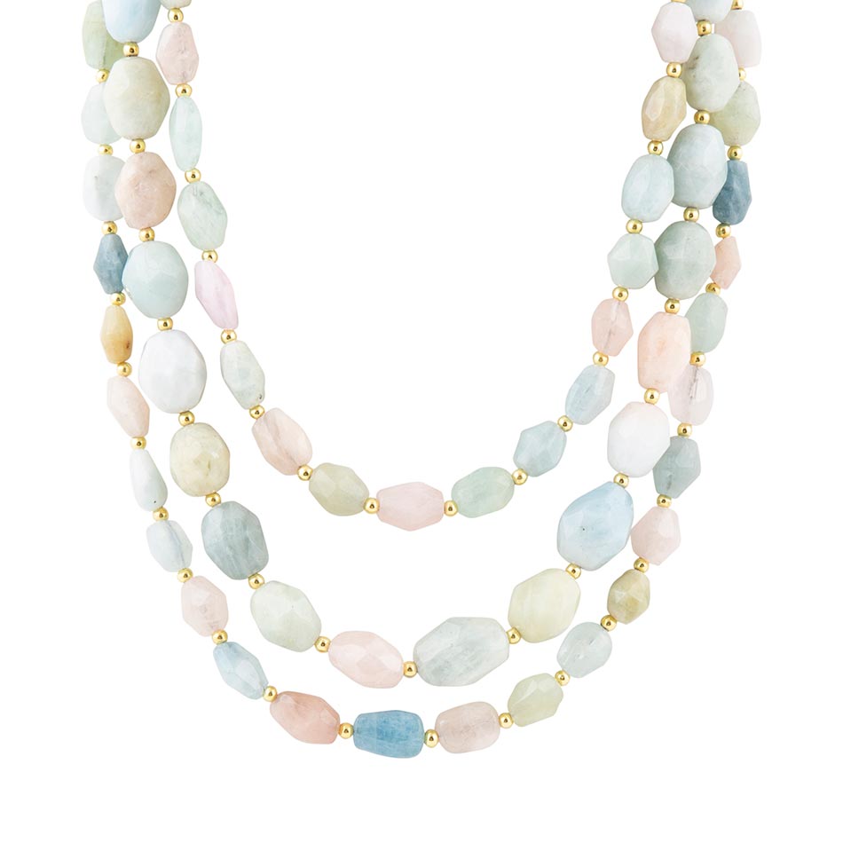 Mixed Morganite Pastel Statement Strand Necklace