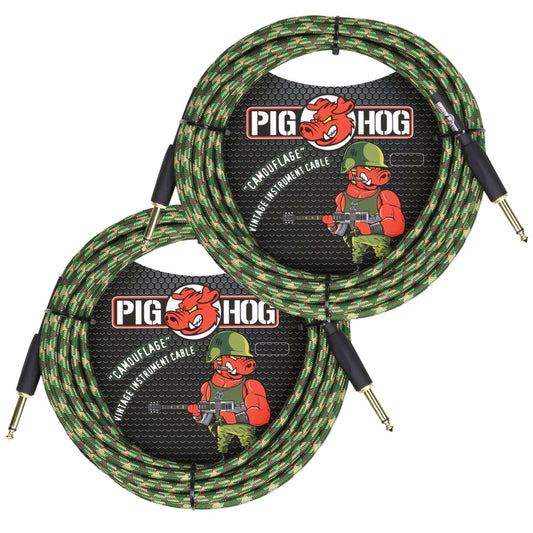 Camouflage 20 Foot Instrument Cable 2 Pack Pig Hog