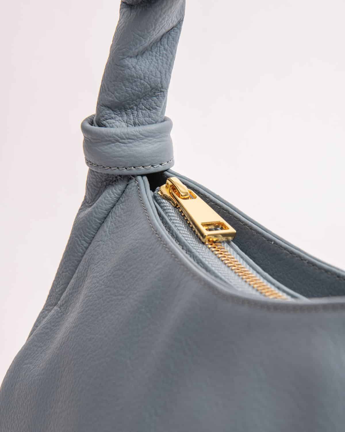 Light Blue Mini Tote Premium Leather Handbag MONNA