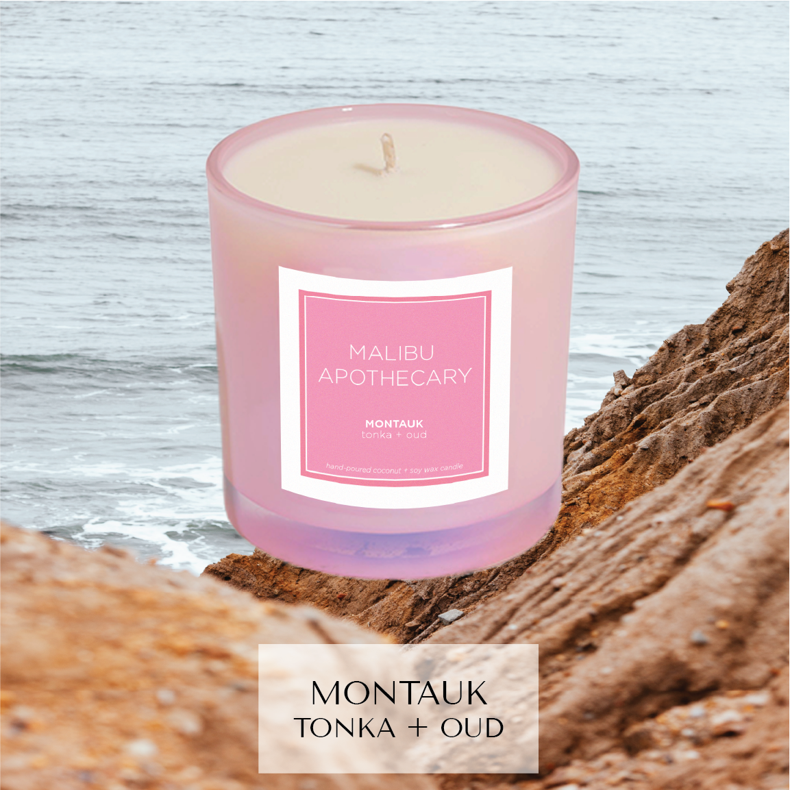 Iridescent Pink Coconut Soy Wax Candle Malibu Apothecary