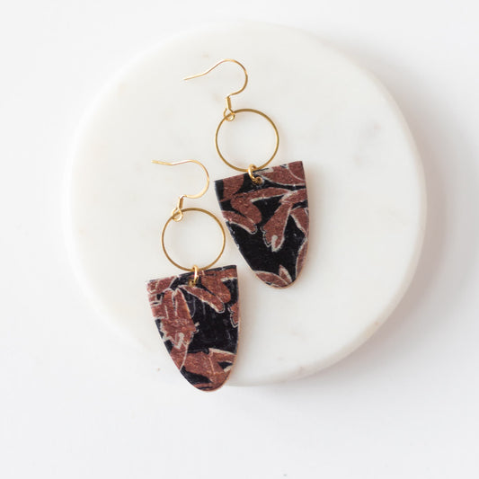 Moody Black Cork Leather Earrings 2' Long Sela Designs