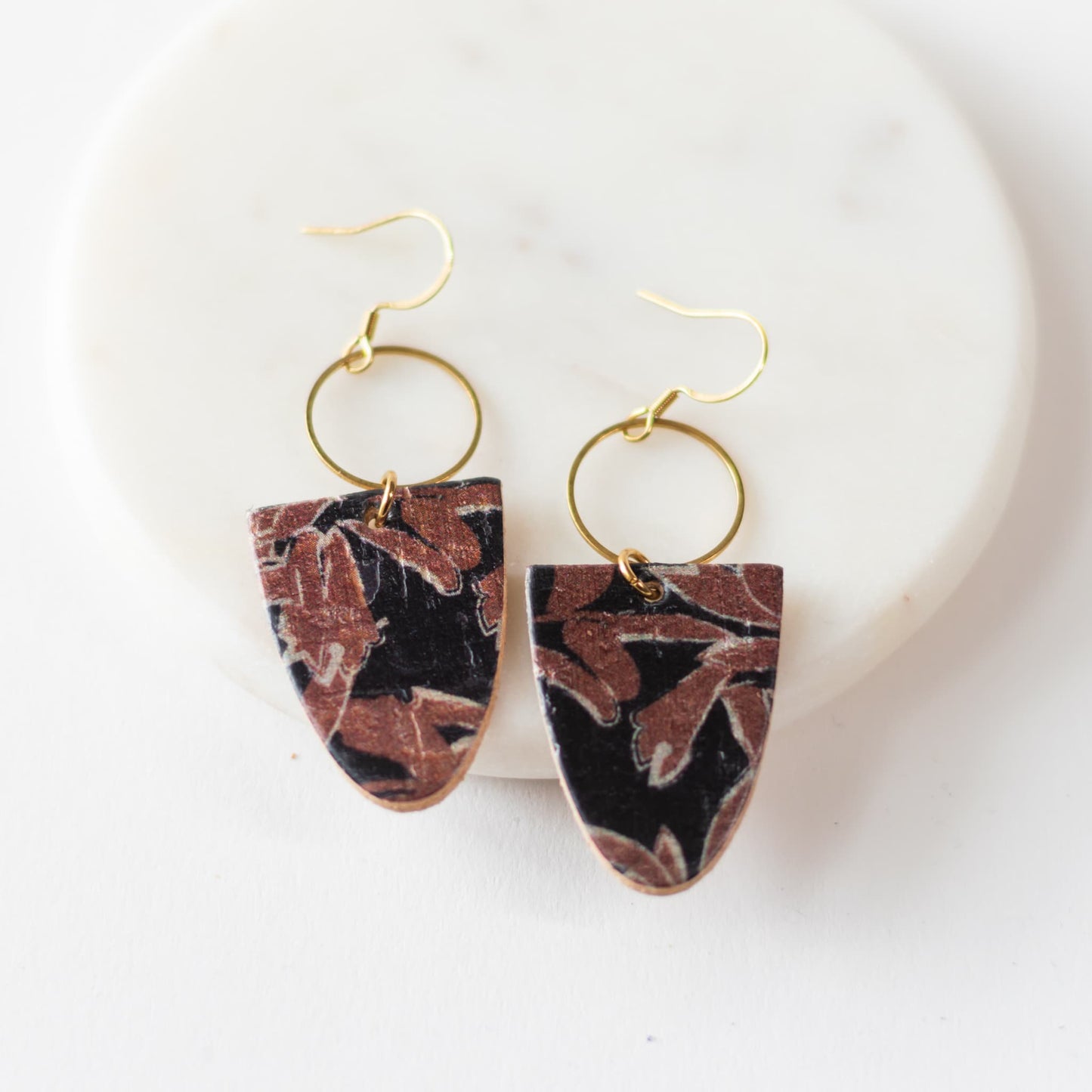 Moody Black Cork Leather Earrings 2' Long Sela Designs