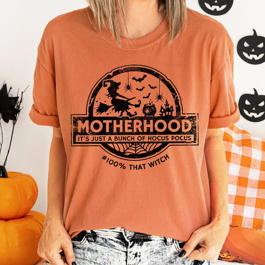 Witch Motherhood Retro Halloween Comfort Colors Tshirt