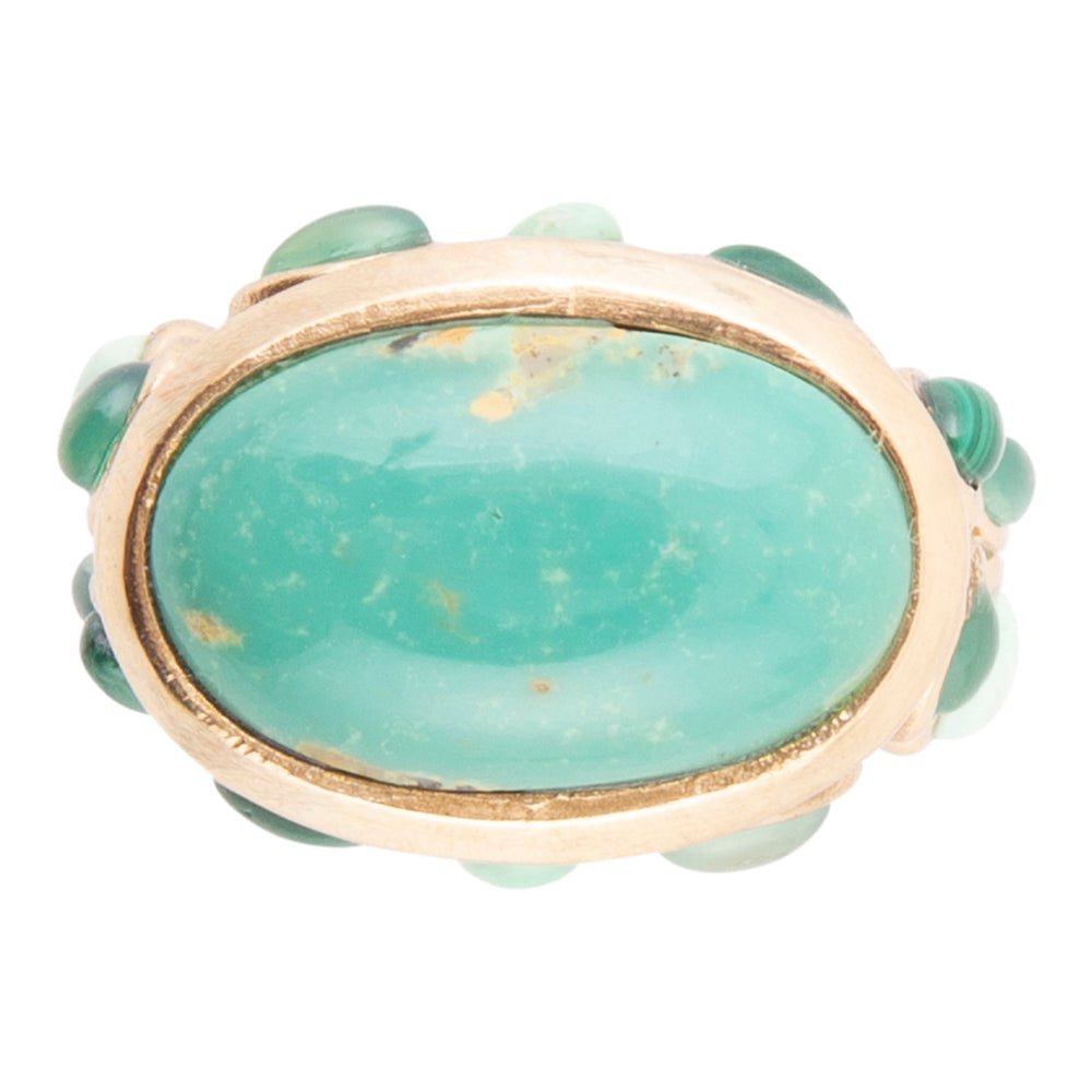 Multi Green Stones Golden Statement Ring