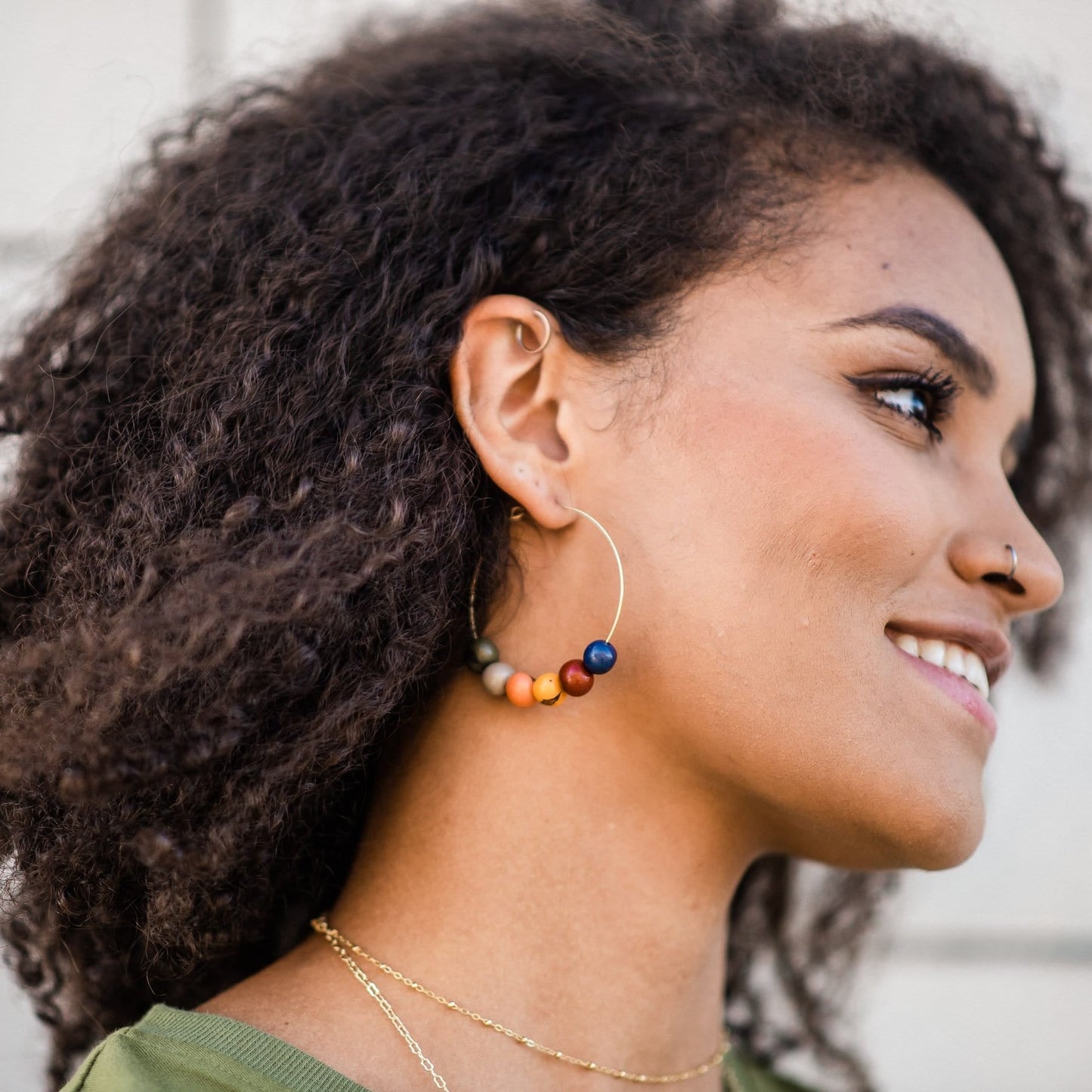 Multi Ellen Acai Forest Seed Hoop Earrings Gold Plated Sela Designs