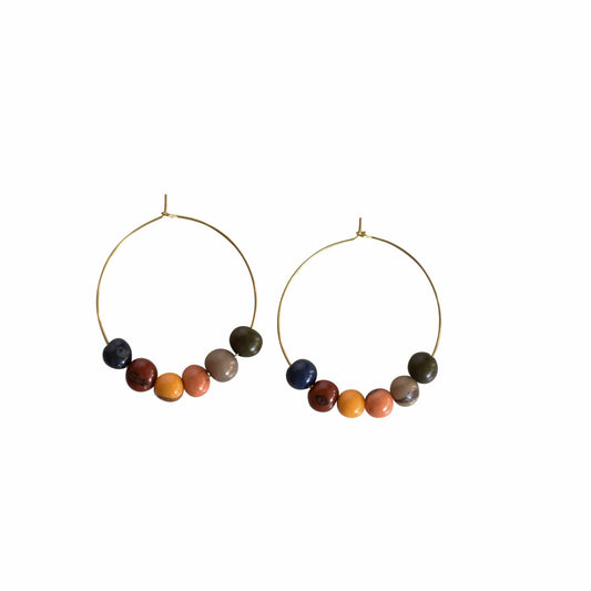Multi Ellen Acai Forest Seed Hoop Earrings Gold Plated Sela Designs