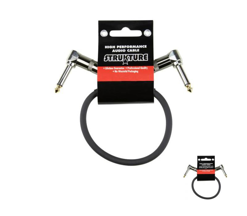 Strukture SC01RR ¼ right-angle instrument guitar cord pedal 1ft patch Cable  -NEW