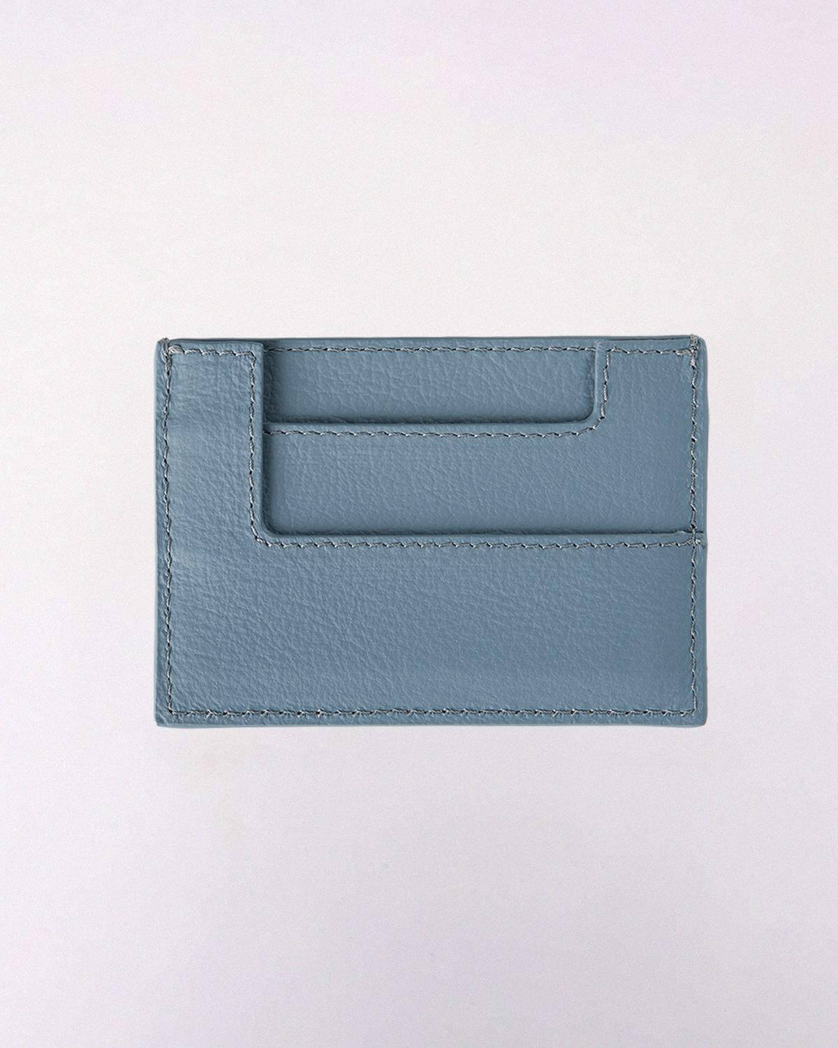 Grey Calfskin Leather Cardholder MUZI