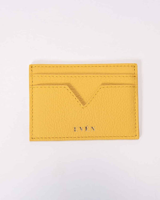 Yellow Premium Calfskin Leather Cardholder MUZI