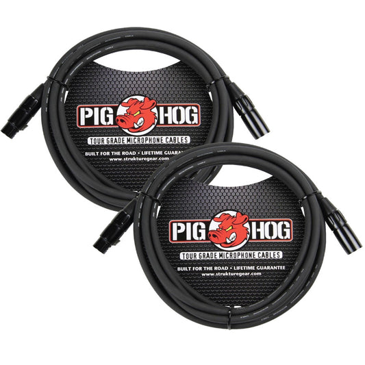 8mm Microphone Cable 15FT XLR 2 Pack Pig Hog PHM15