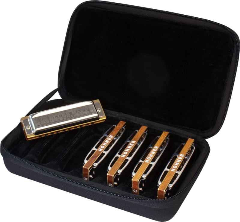 Hohner Blues Harp 5-piece Harmonica Set with Case-NEW
