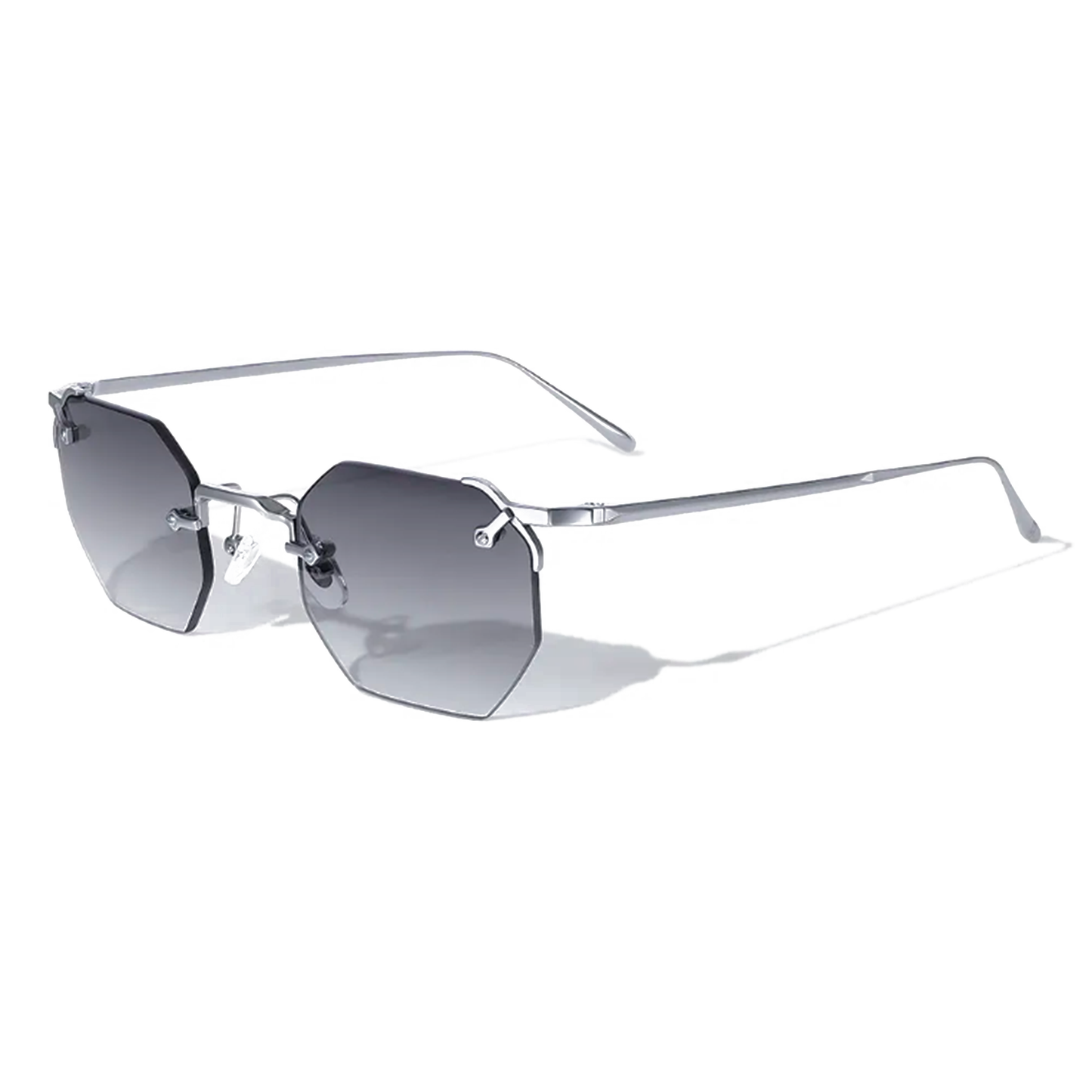 Mykono Metal Hexagon Rimless Sunglasses