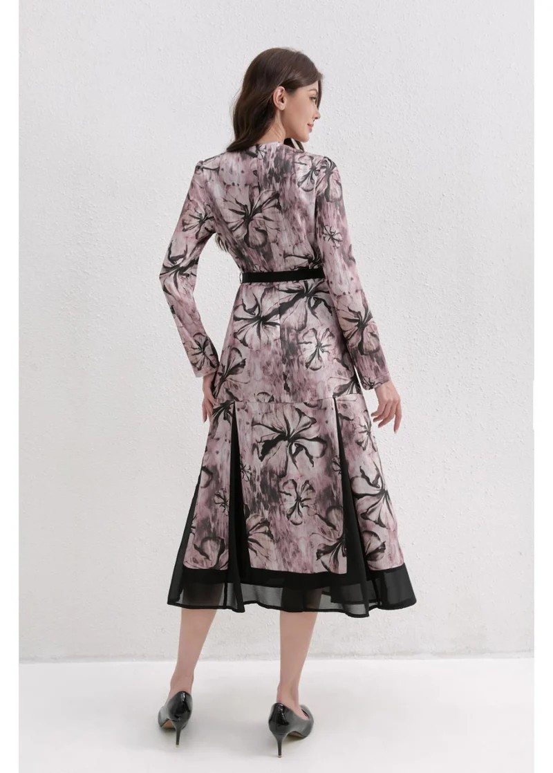 Dusky Petals Long Sleeve Midi Dress Miss Finch NYC